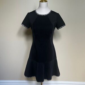 Yoana Baraschi Black Scuba Fit & Flare Mini Dress, 8,Tailored Short Sleeve Dress